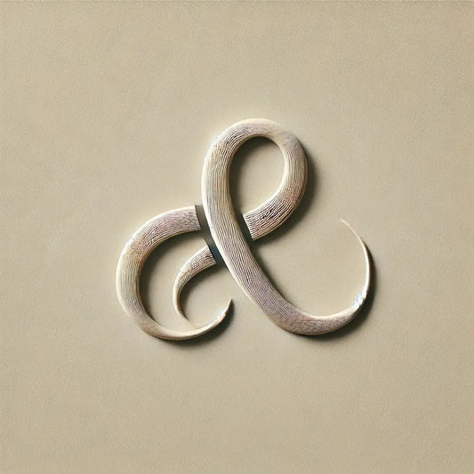 Stylisierte Ampersand-Symbol für Ivory Thread, nachhaltige Mode aus hochwertigen Materialien.