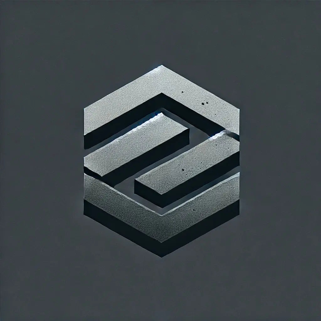 Hexagonales geometrisches Logo mit interlockierenden Linien, Slate Edge und dezente Mode.