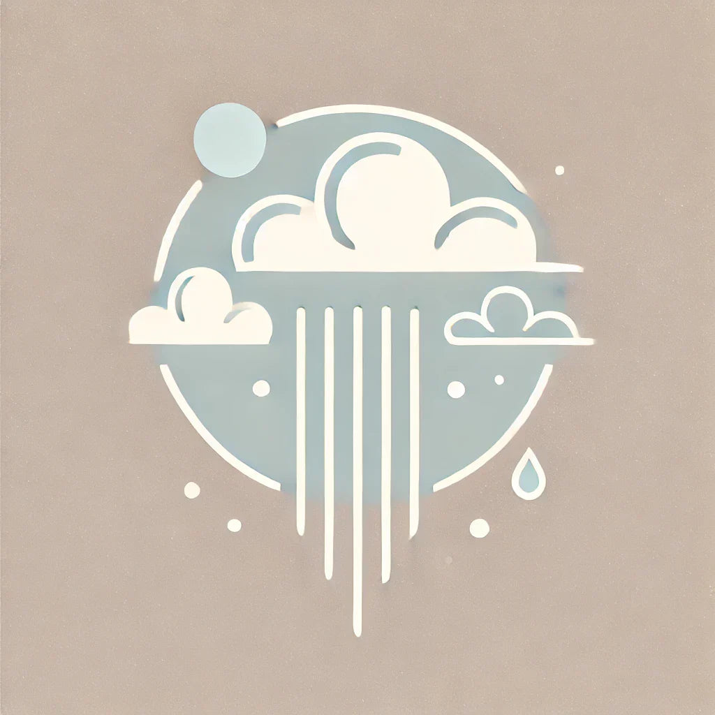 Minimalistische Illustration von Wolken mit Regen im Kreis für Cloudscape Loungewear.