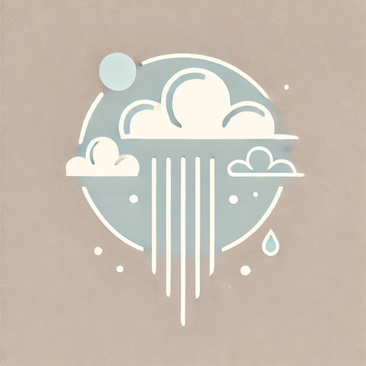 Minimalistische Illustration von Wolken mit Regen im Kreis für Cloudscape Loungewear.