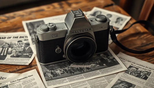 Silberne und schwarze Vintage-Kamera symbolisiert Dokumentarfotografie trotz ständigen Wandels.