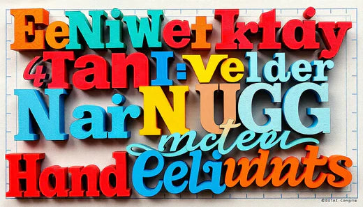 Bunte 3D-Schriftzüge in verschiedenen Stilen für durchdachte Typografie und Kommunikation.