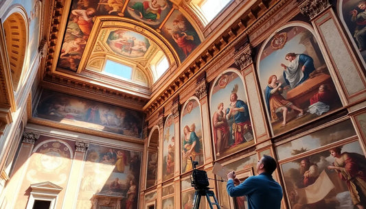 Ornate church ceiling and walls with frescoes inspiring bunte Tierdesign T-Shirts.