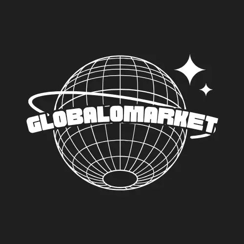 Weißes Drahtgitter-Globus mit GLOBALOMARKET-Text als kreativer Hub für die kreative Wirtschaft.