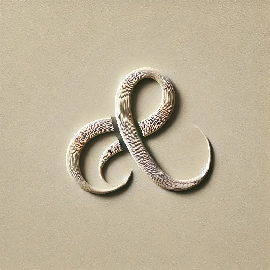 Stylisierte Ampersand-Symbol für Ivory Thread, nachhaltige Mode aus hochwertigen Materialien.