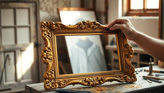 Ornate gold-colored baroque picture frame for bunte Tierdesign T-Shirts Artikel.