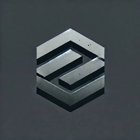 Hexagonales geometrisches Logo mit interlockierenden Linien, Slate Edge und dezente Mode.