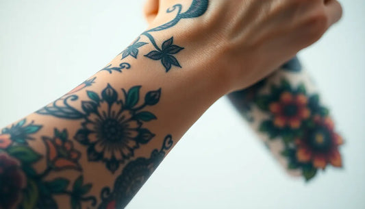 Tatowierte Hand und Arm, repräsentativ für faszinierende Welt der Tattoo-Kunst zunehmend.