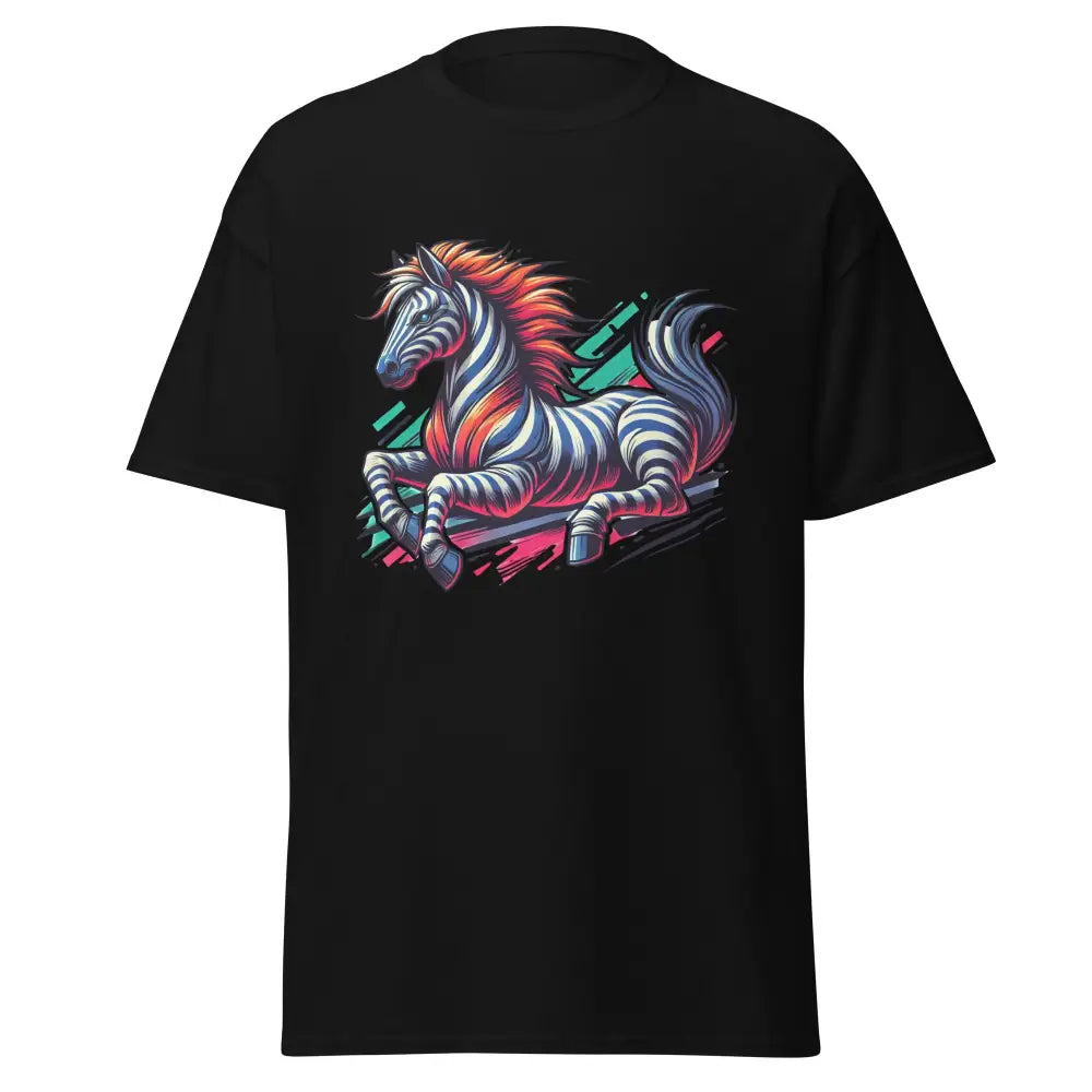 Klassisches Unisex T-Shirt mit Zebra-Grafik in Schwarz für modebewusste Käufer