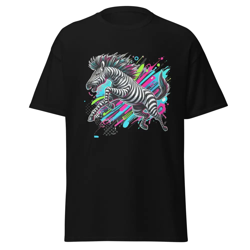 Schwarzes klassisches Unisex T-Shirt mit Zebra-Graphic aus der Dominikanischen Republik