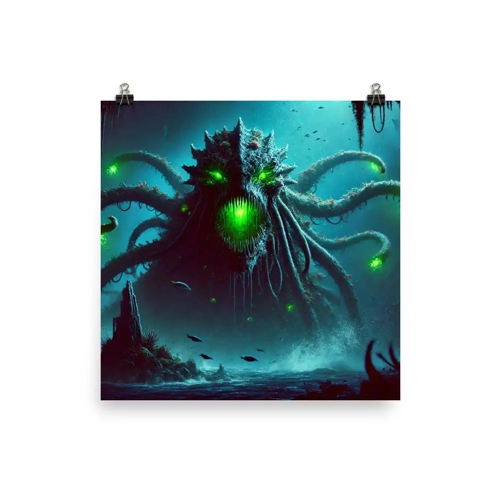 Cthulhu Poster mit leuchtenden grünen Augen und Tentakeln für Ihre GPSR-Sammlung