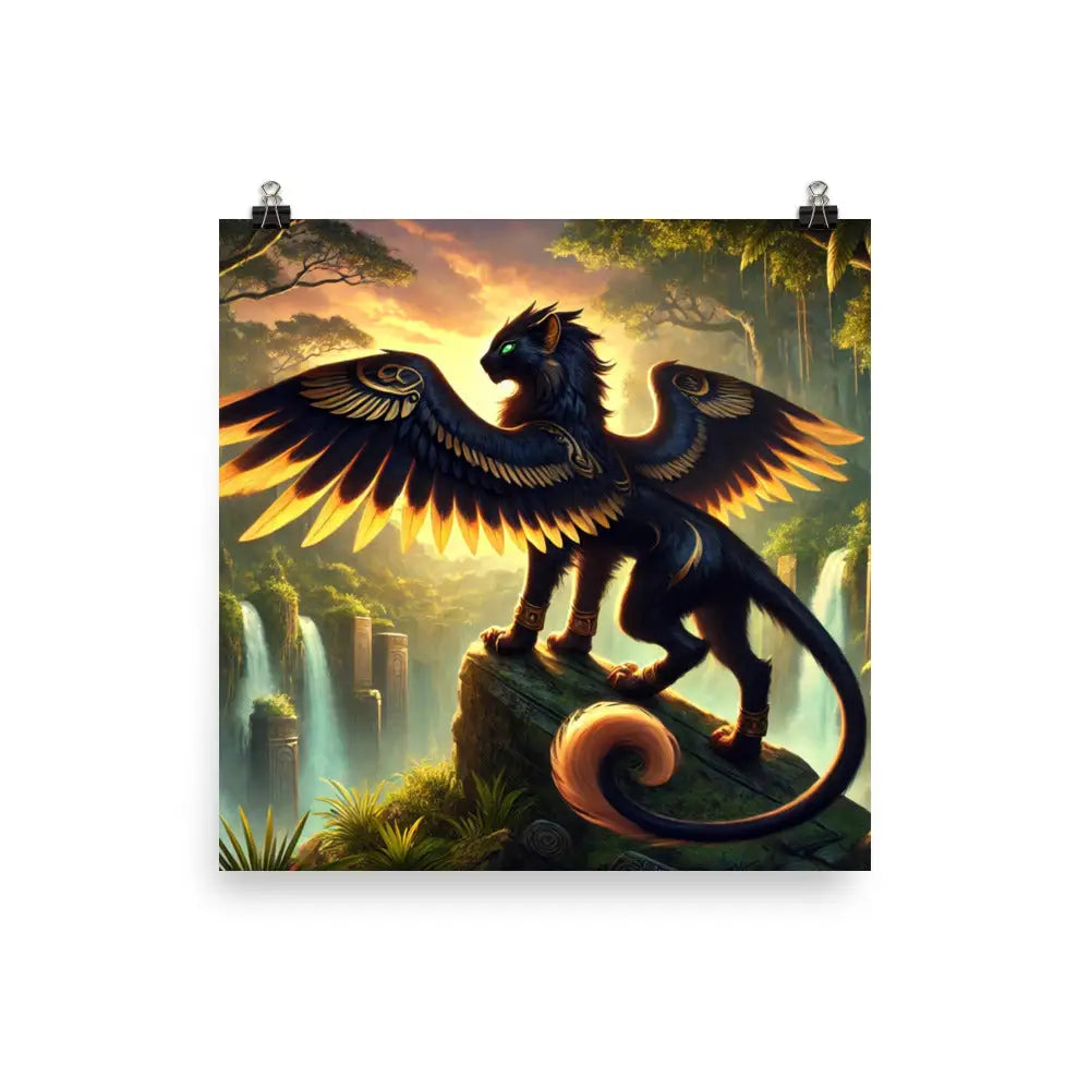 Fantasy Winged Panther Poster Kunstdruck mit schwarzem Panther und Flügeln