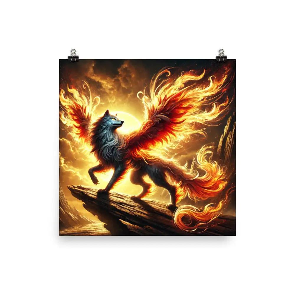 Fiery Winged Wolf Poster von GPSR, ideal für Kunstliebhaber und Sammler